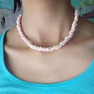 Light Pink And White Puka Shell Necklace